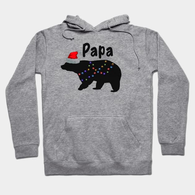 Papa Bear Shirt Christmas Pajamas Matching Santa Hat Lights Hoodie by adrinalanmaji